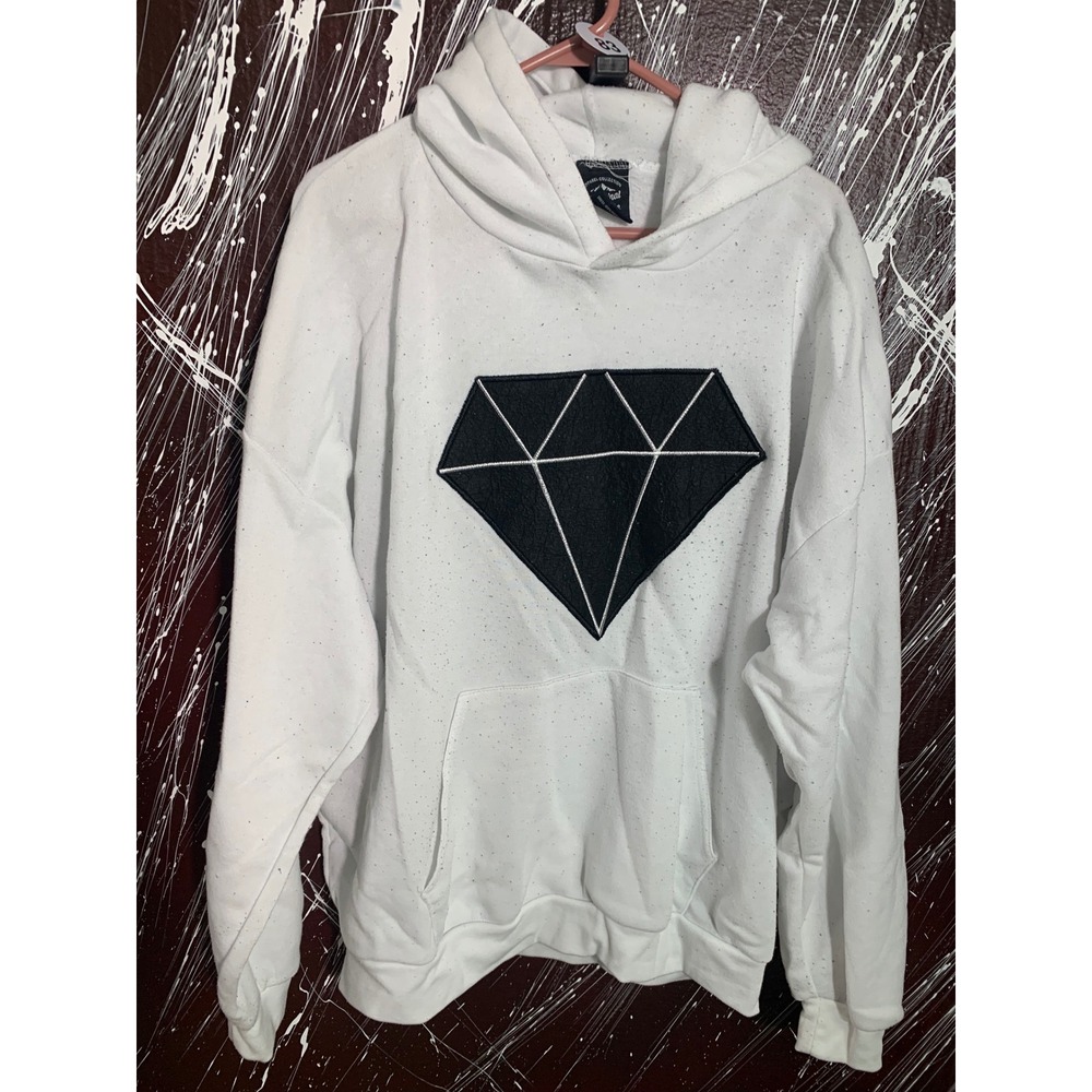 Original Deluxe Supply Mens 3XL White Speckled Diamond Graphic Pullover Hoodie